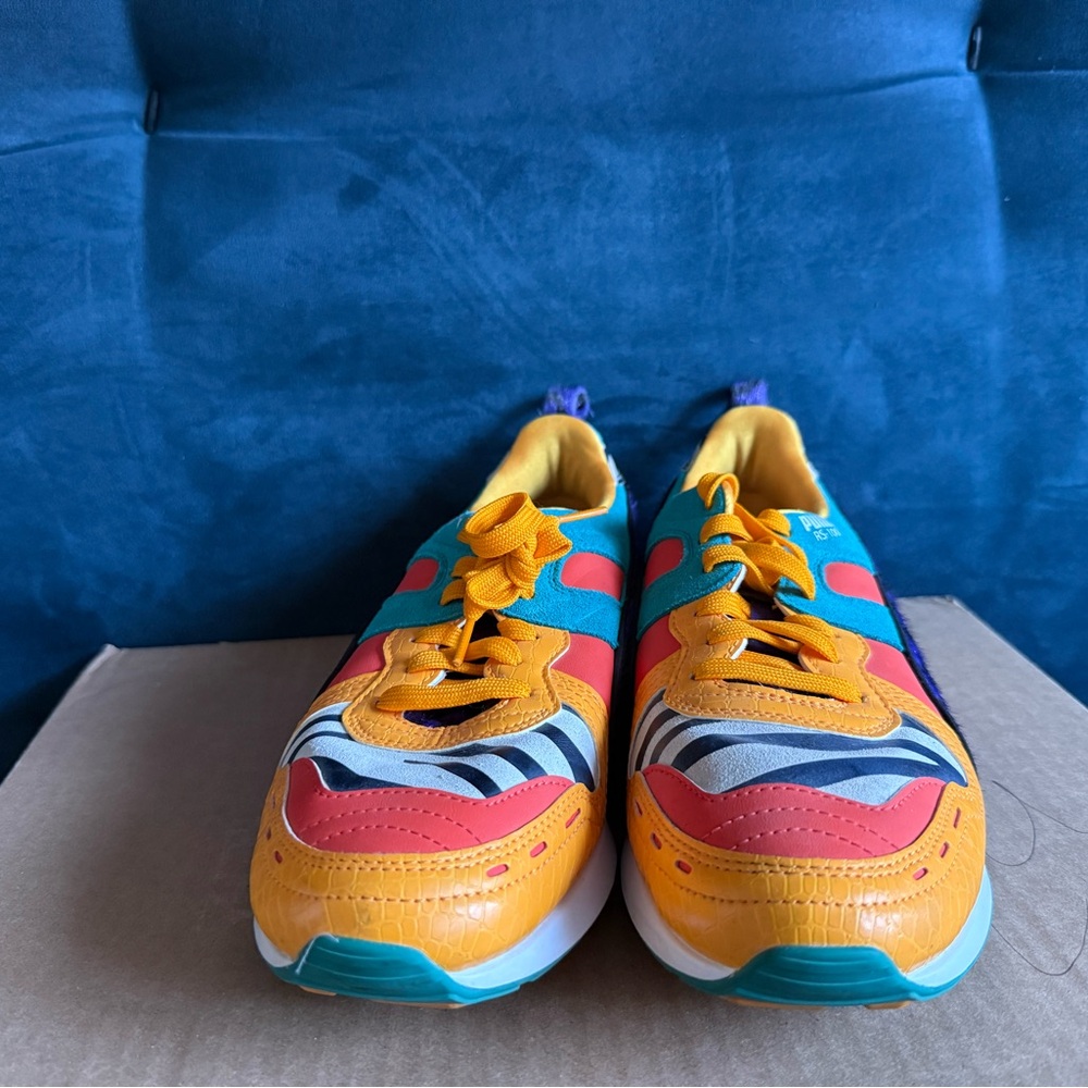 Colorful Puma Leather, Suede, and Pony Hair Sneakers